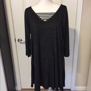 Long sleeve v-neck dress with strappy cage front